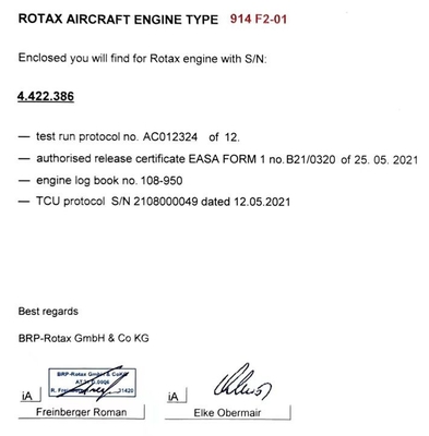 Rotax 914 F2-01 Aircraft Engine